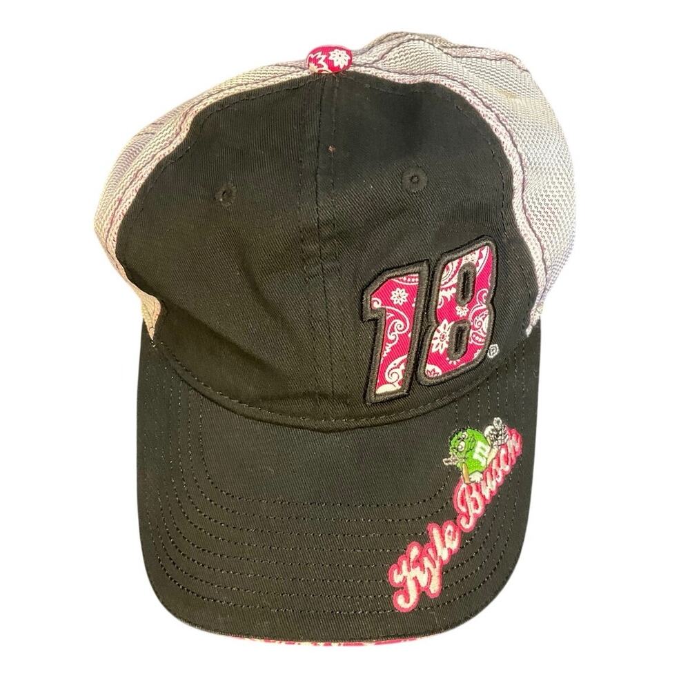 Kyle Busch #18 M&M’s Racing Hat Chase Authentics Black Pink Mesh Trucker Cap OS